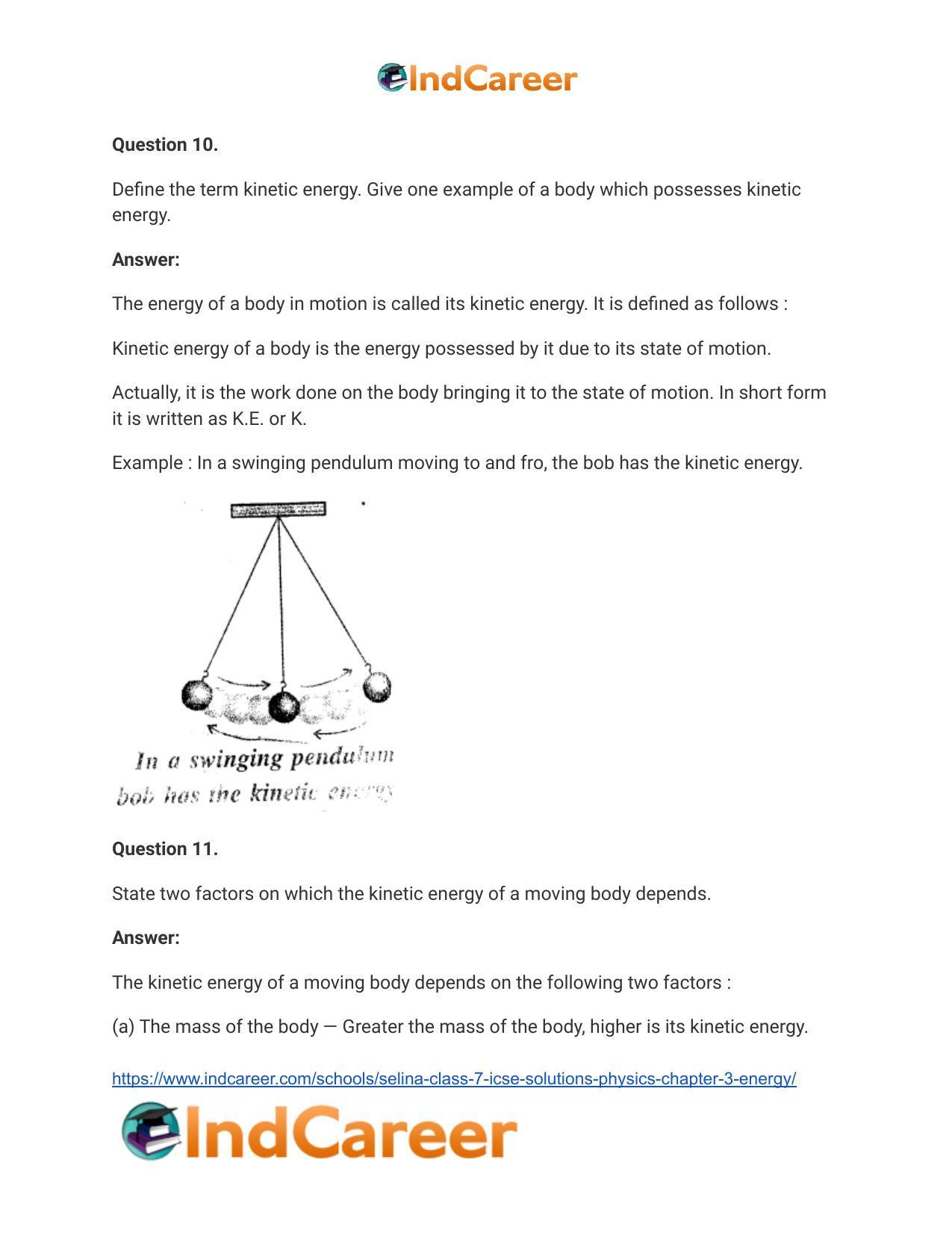 Selina Class 7 ICSE Solutions Physics : Chapter 3- Energy - Page 9