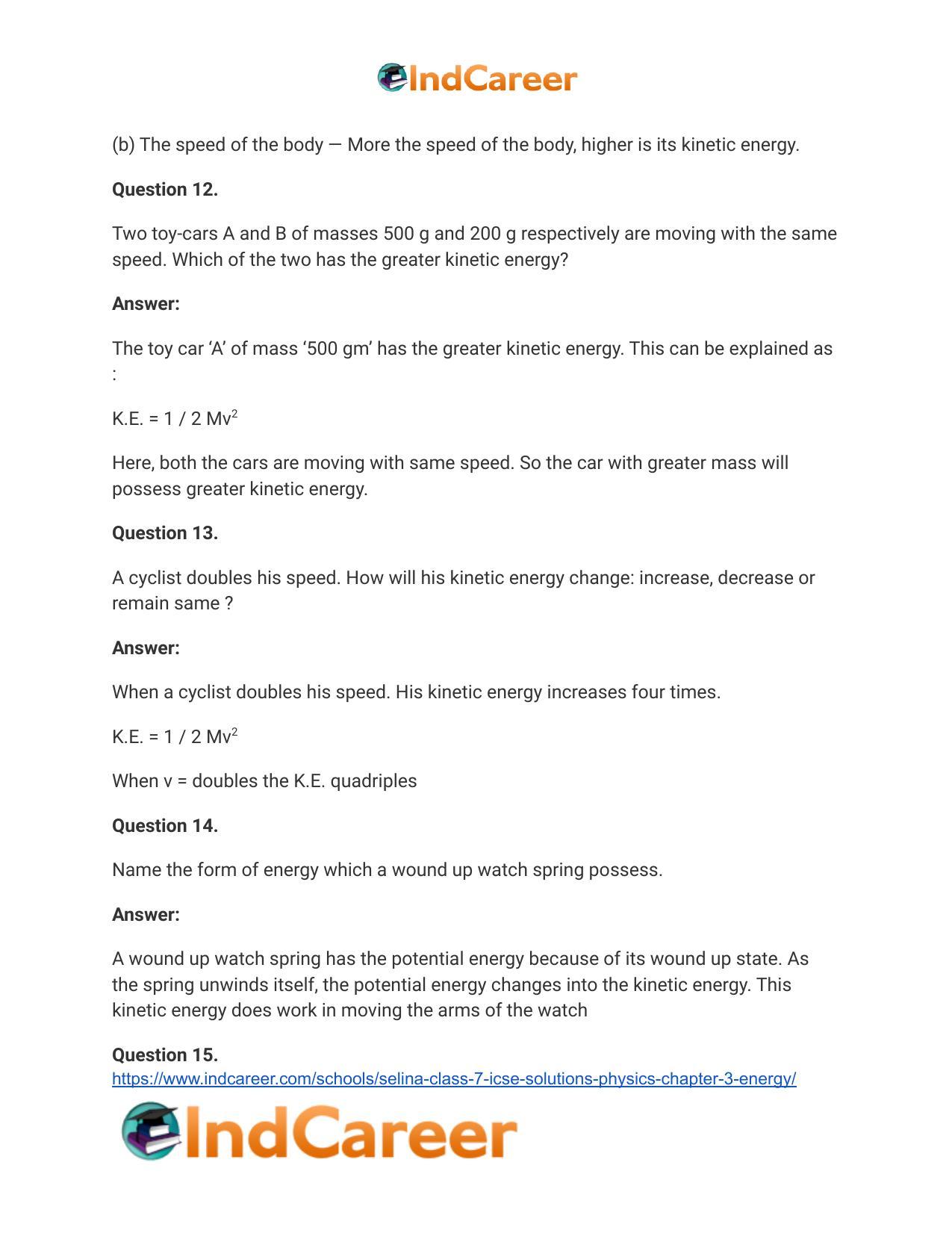 Selina Class 7 ICSE Solutions Physics : Chapter 3- Energy - Page 10