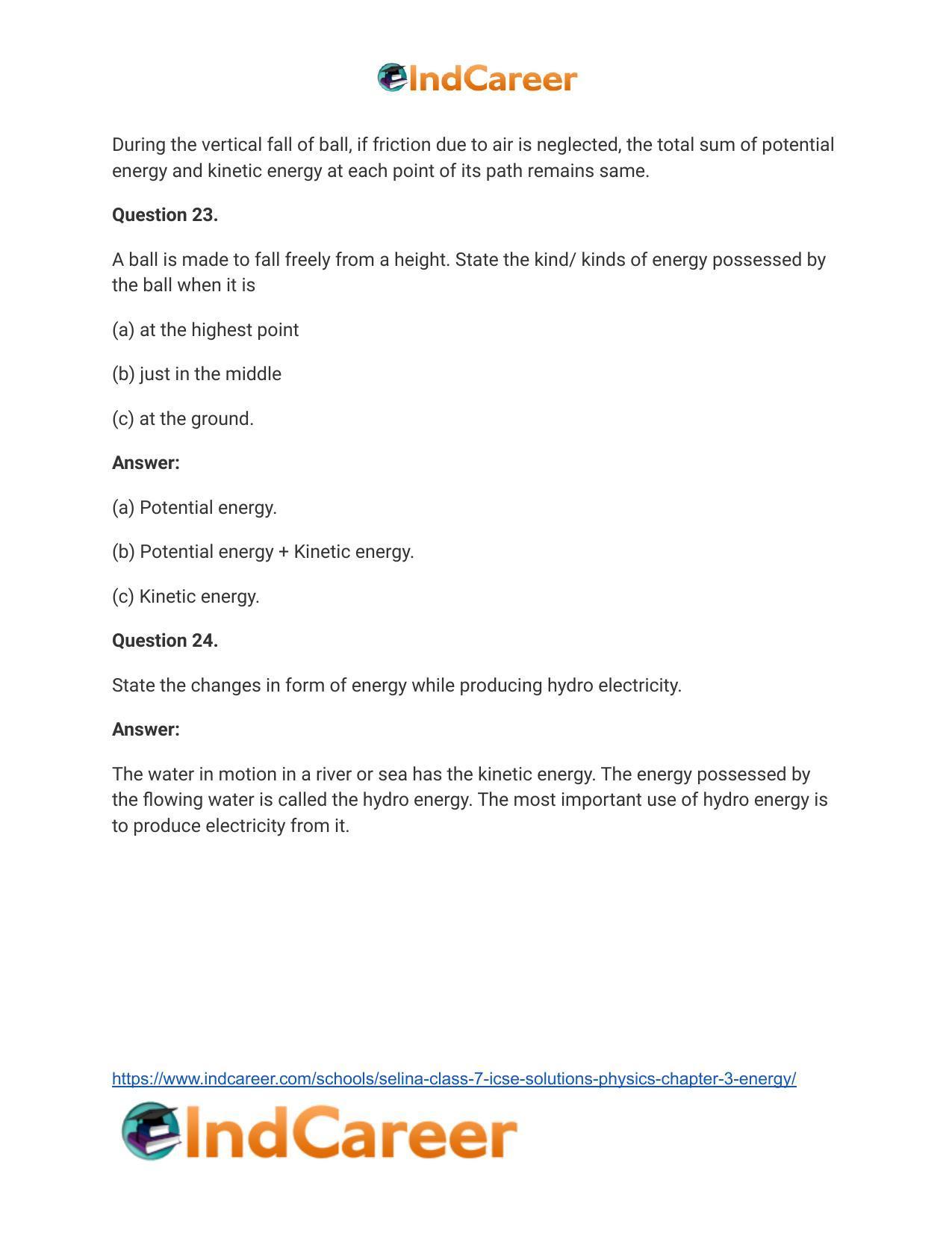 Selina Class 7 ICSE Solutions Physics : Chapter 3- Energy - Page 16