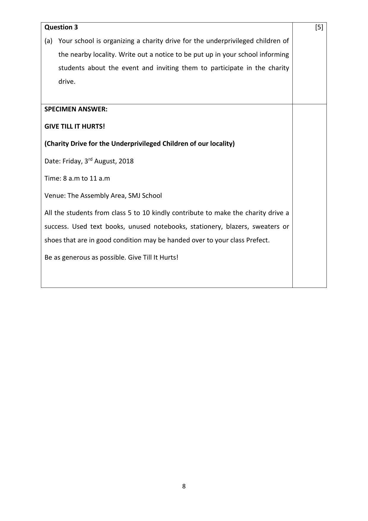 ICSE Class 10 Specimen Paper 2019 for E-mail And Notice Writing - Page 8
