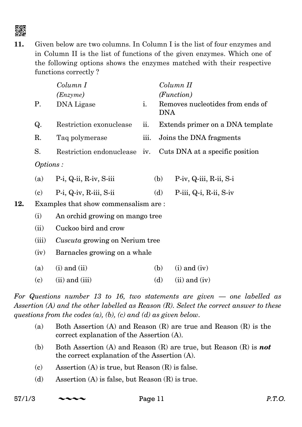 CBSE Class 12 57-1-3 Biology 2023 Question Paper - Page 11