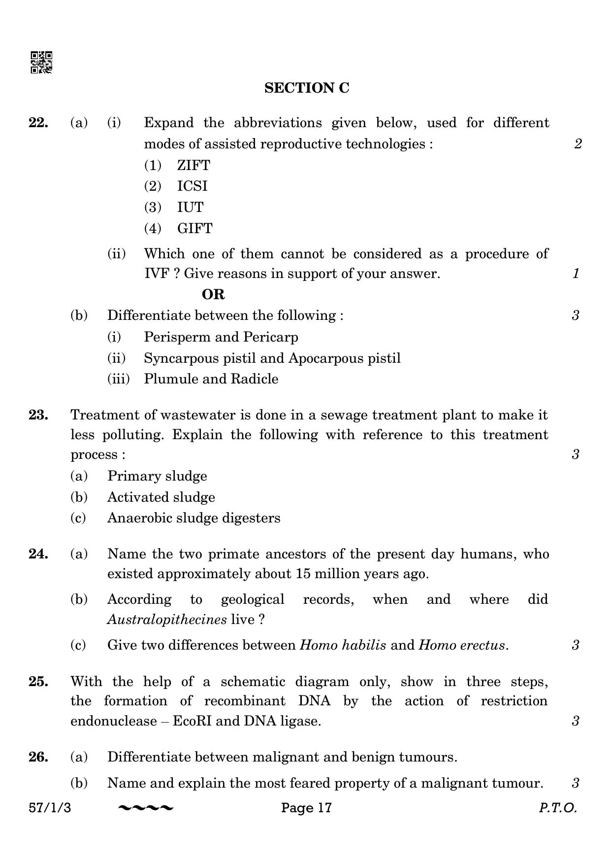 CBSE Class 12 57-1-3 Biology 2023 Question Paper - Page 17