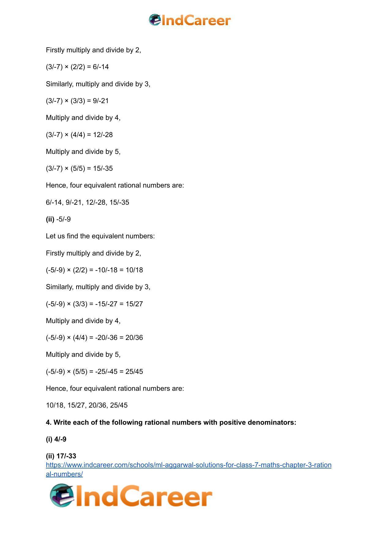 ML Aggarwal Solutions for Class 7 Maths Chapter 3- Rational Numbers - Page 3