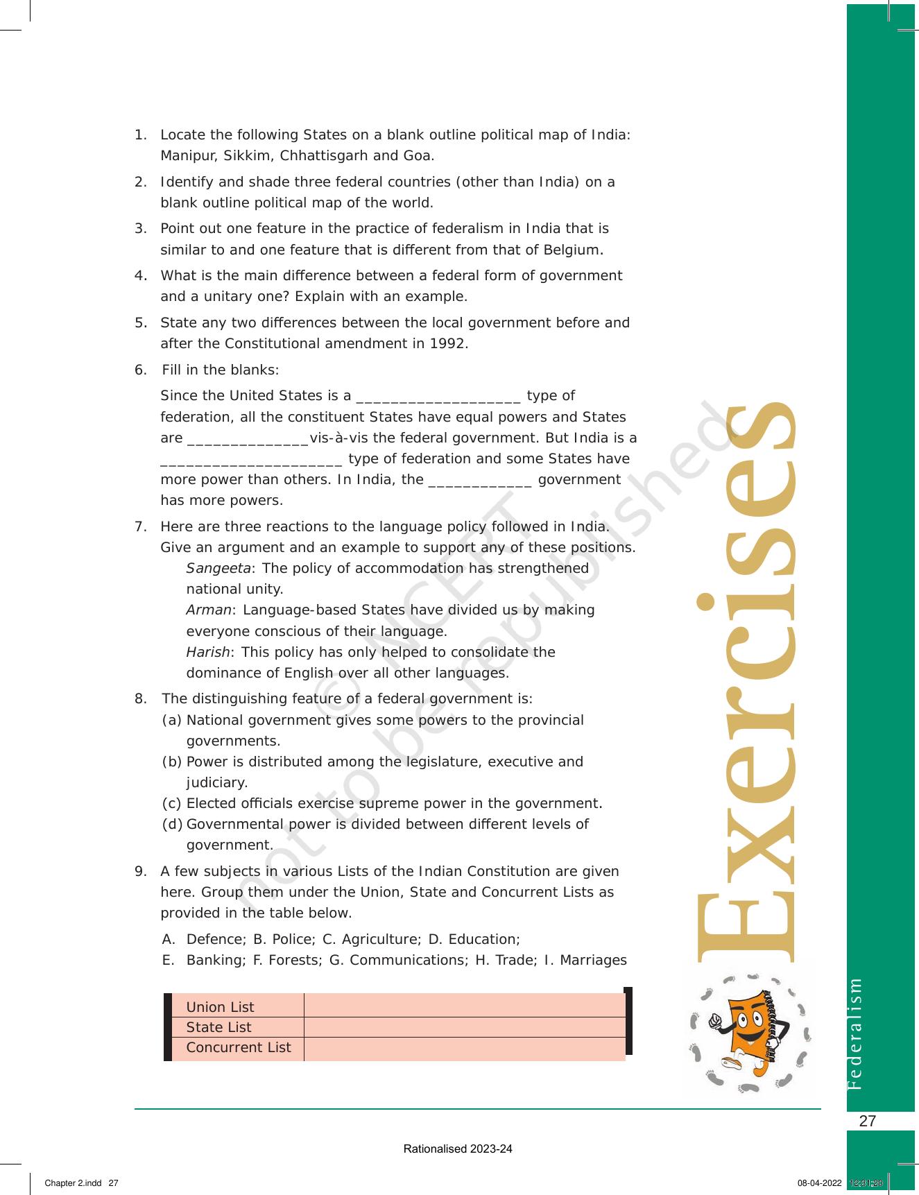 NCERT Book for Class 10 Political Science Chapter 2 Federalism - Page 15