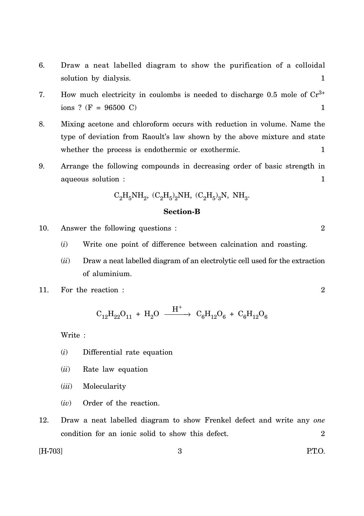 Goa Board Class 12 Chemistry   (June 2019) Question Paper - Page 3