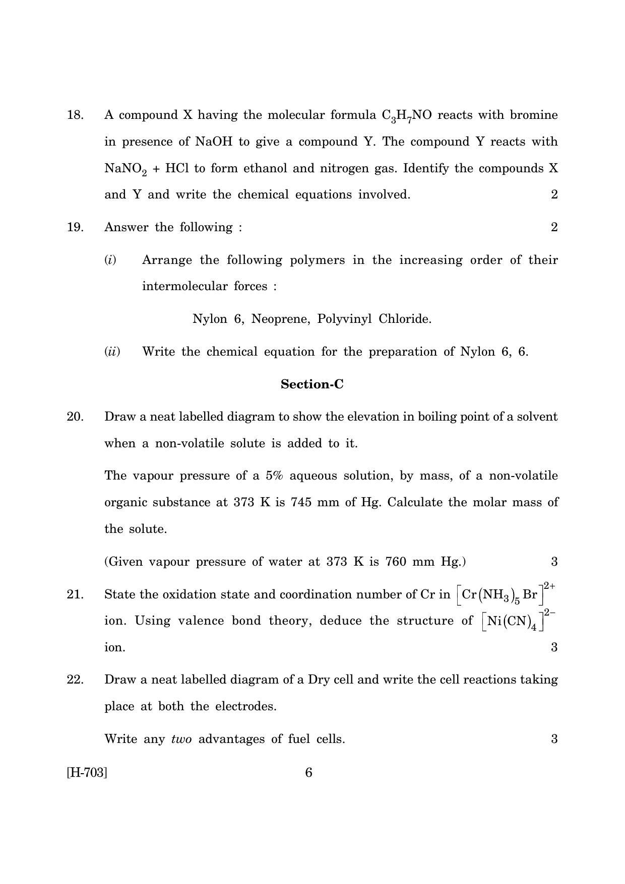 Goa Board Class 12 Chemistry   (June 2019) Question Paper - Page 6