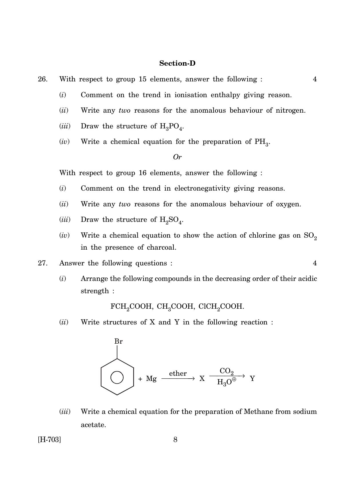 Goa Board Class 12 Chemistry   (June 2019) Question Paper - Page 8