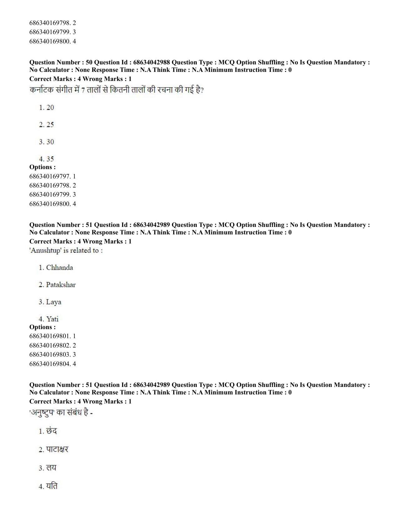 CUET PG 2023: HUQP25 – Music- Percussion (Hin) Shift 3 (30-06-2023) Question Paper - Page 45
