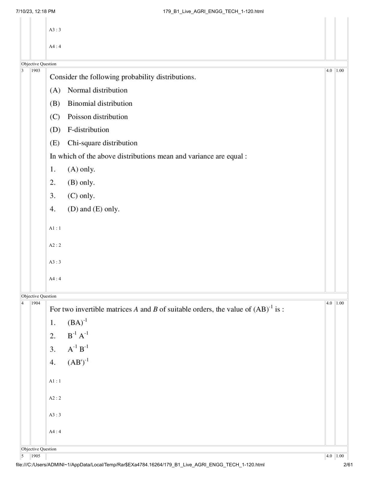 ICAR AIEEA PG 2023 AGRICULTURAL ENGINEERING AND TECHNOLOGY Question Paper - Page 2