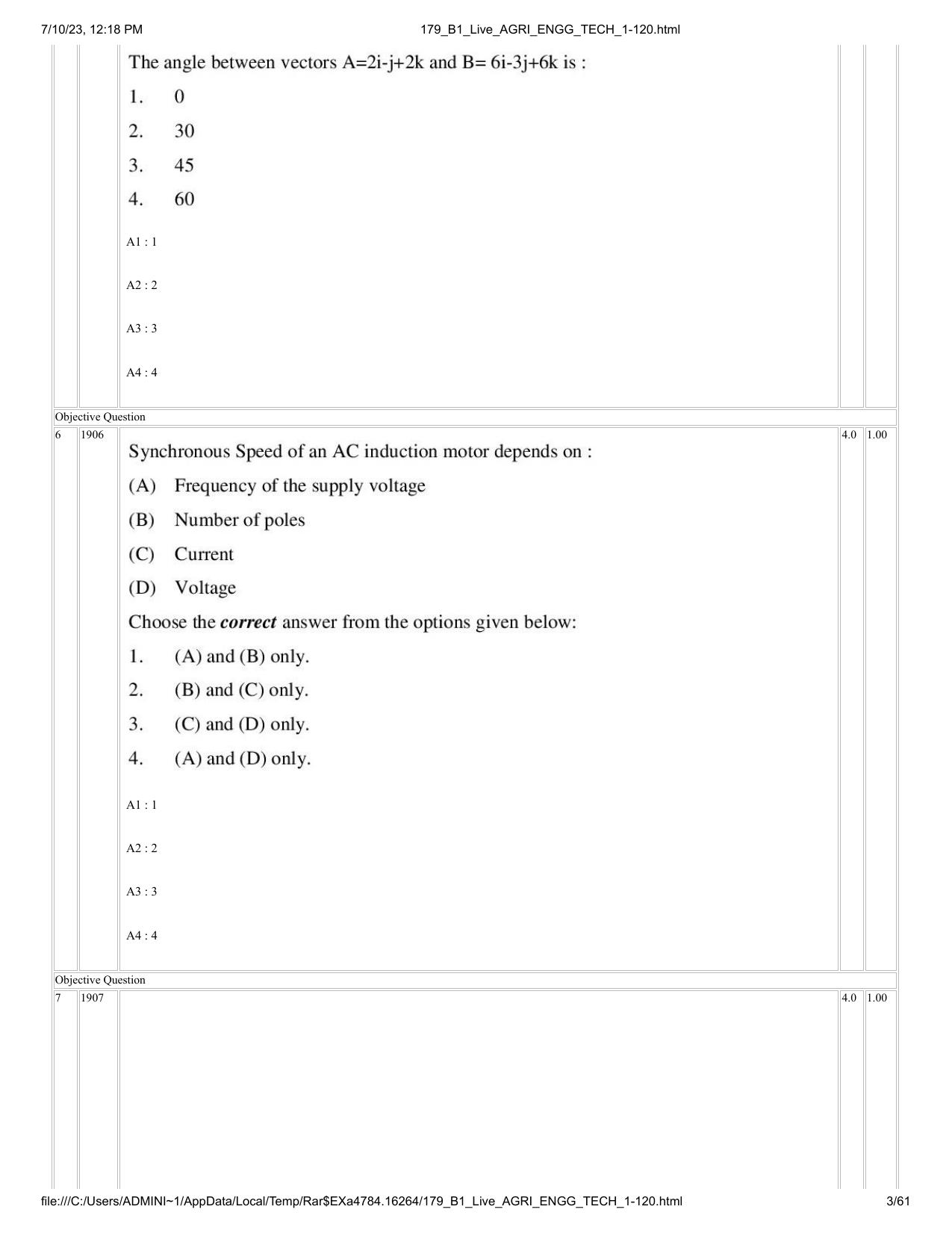 ICAR AIEEA PG 2023 AGRICULTURAL ENGINEERING AND TECHNOLOGY Question Paper - Page 3