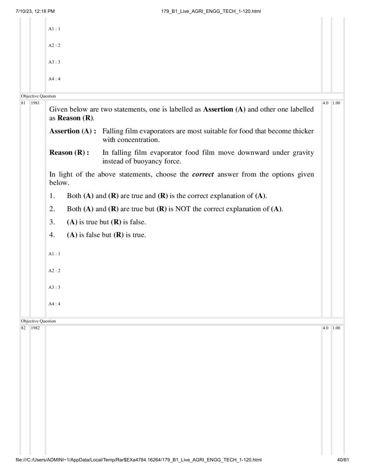 ICAR AIEEA PG 2023 AGRICULTURAL ENGINEERING AND TECHNOLOGY Question Paper - Page 40