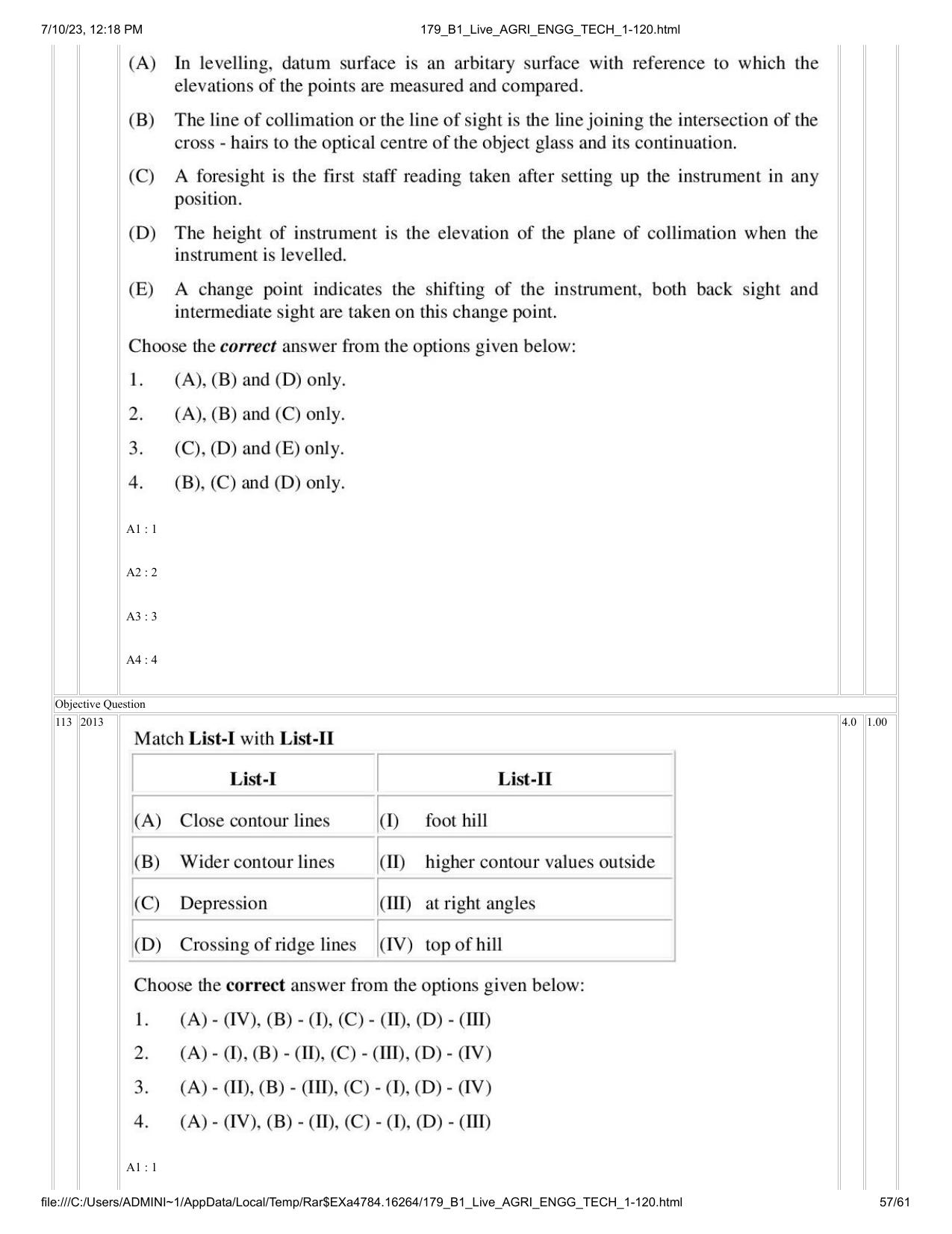 ICAR AIEEA PG 2023 AGRICULTURAL ENGINEERING AND TECHNOLOGY Question Paper - Page 57