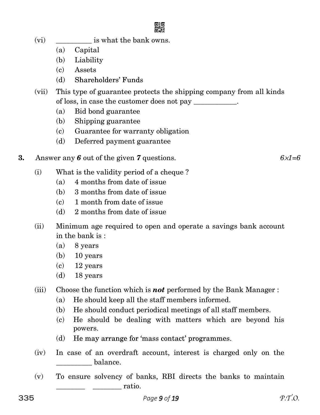 CBSE Class 12 Banking (Compartment) 2023 Question Paper - Page 9