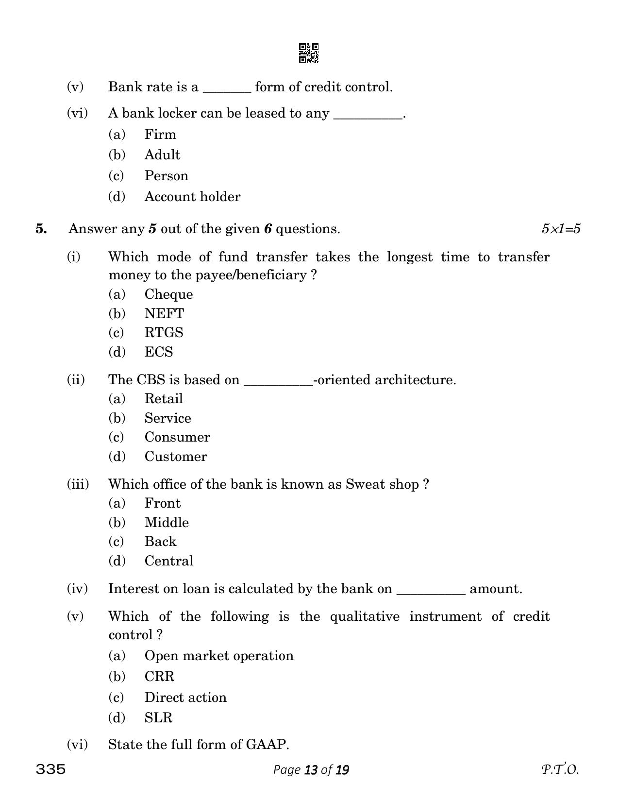CBSE Class 12 Banking (Compartment) 2023 Question Paper - Page 13