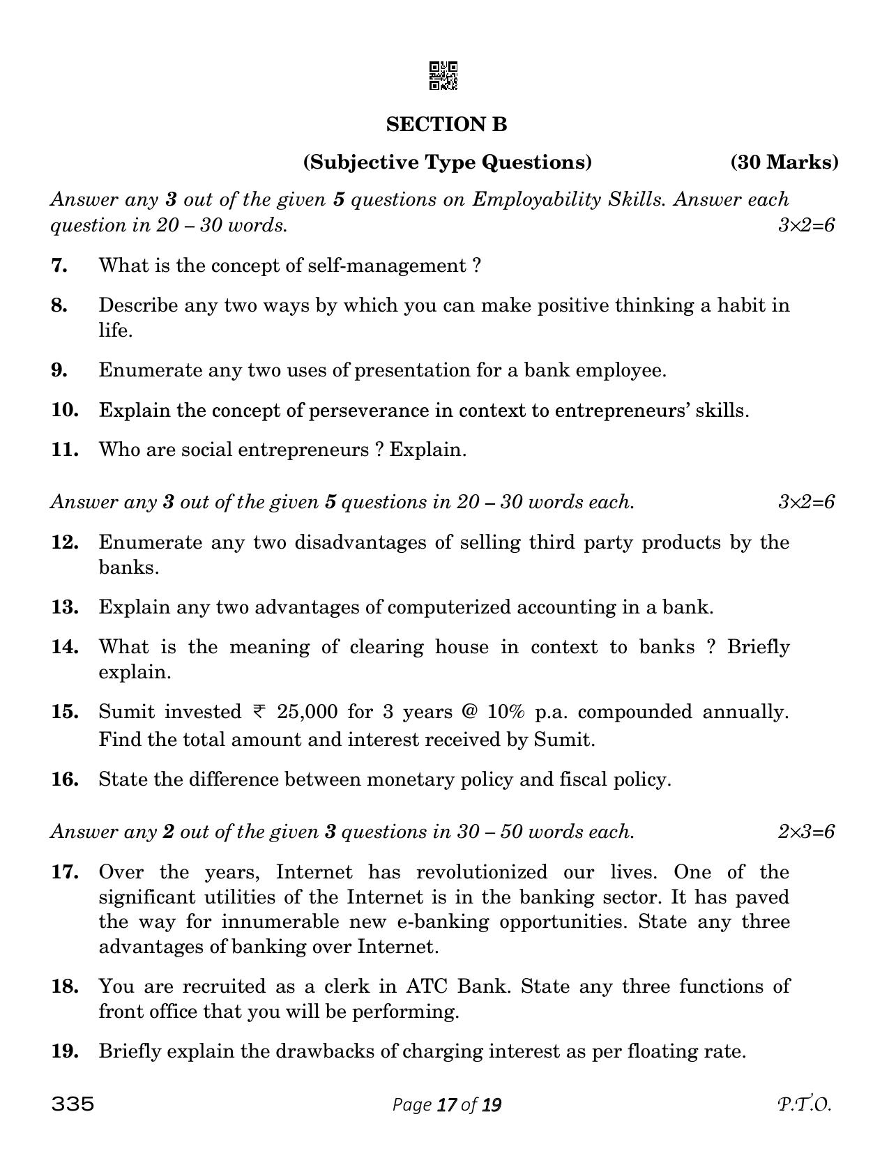 CBSE Class 12 Banking (Compartment) 2023 Question Paper - Page 17