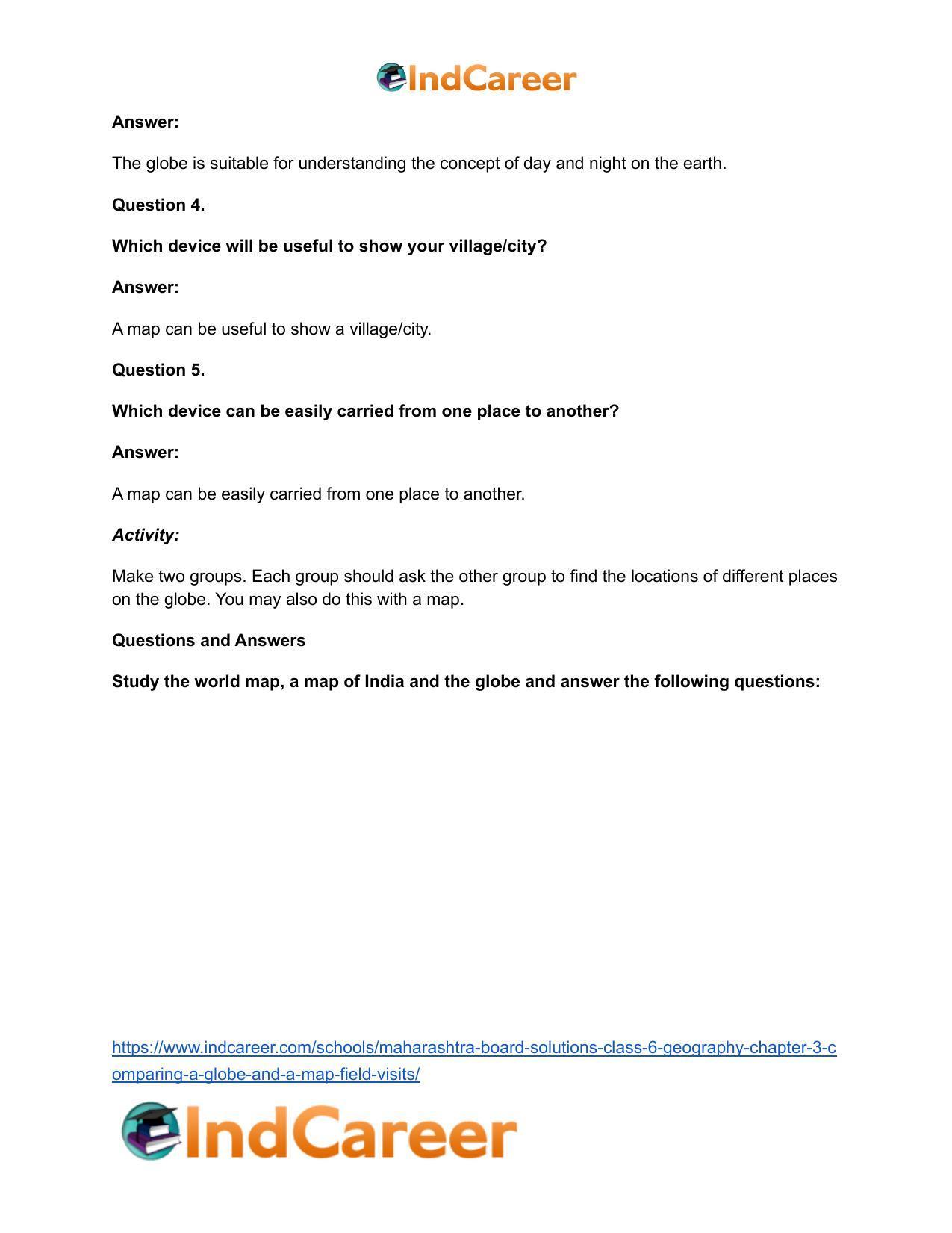 Maharashtra Board Solutions Class 6-Geography: Chapter 3- Comparing a Globe and a Map; Field Visits - Page 3