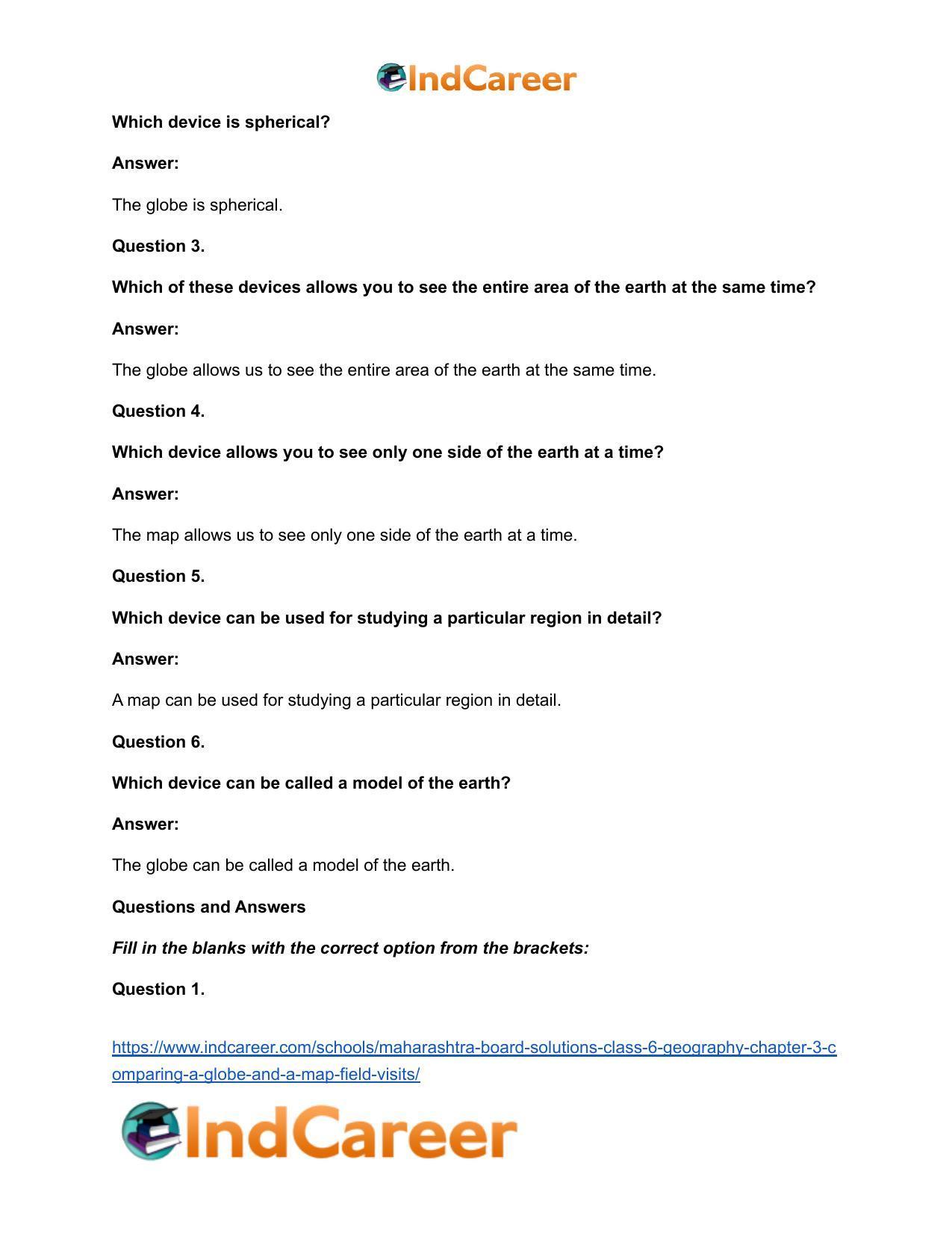 Maharashtra Board Solutions Class 6-Geography: Chapter 3- Comparing a Globe and a Map; Field Visits - Page 5