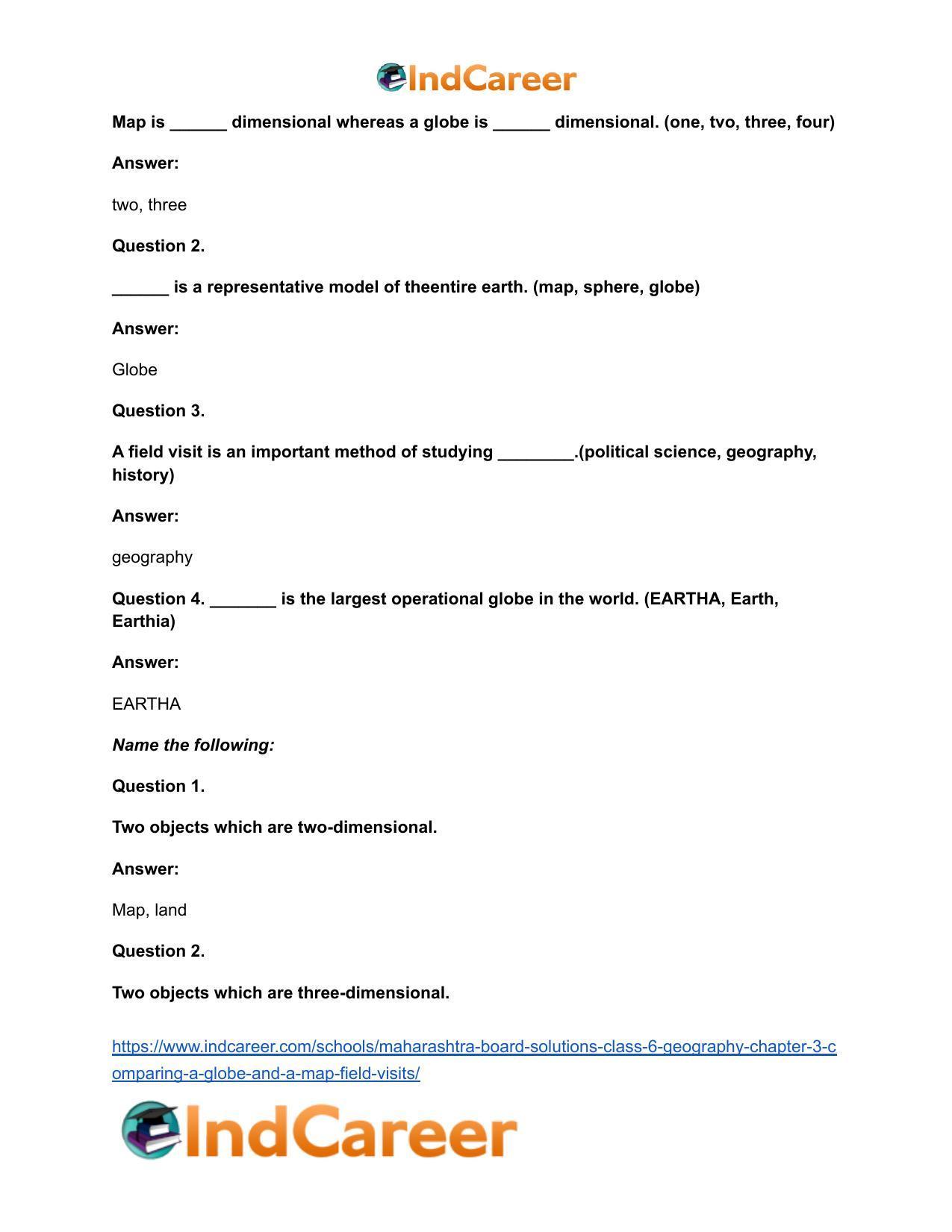 Maharashtra Board Solutions Class 6-Geography: Chapter 3- Comparing a Globe and a Map; Field Visits - Page 6