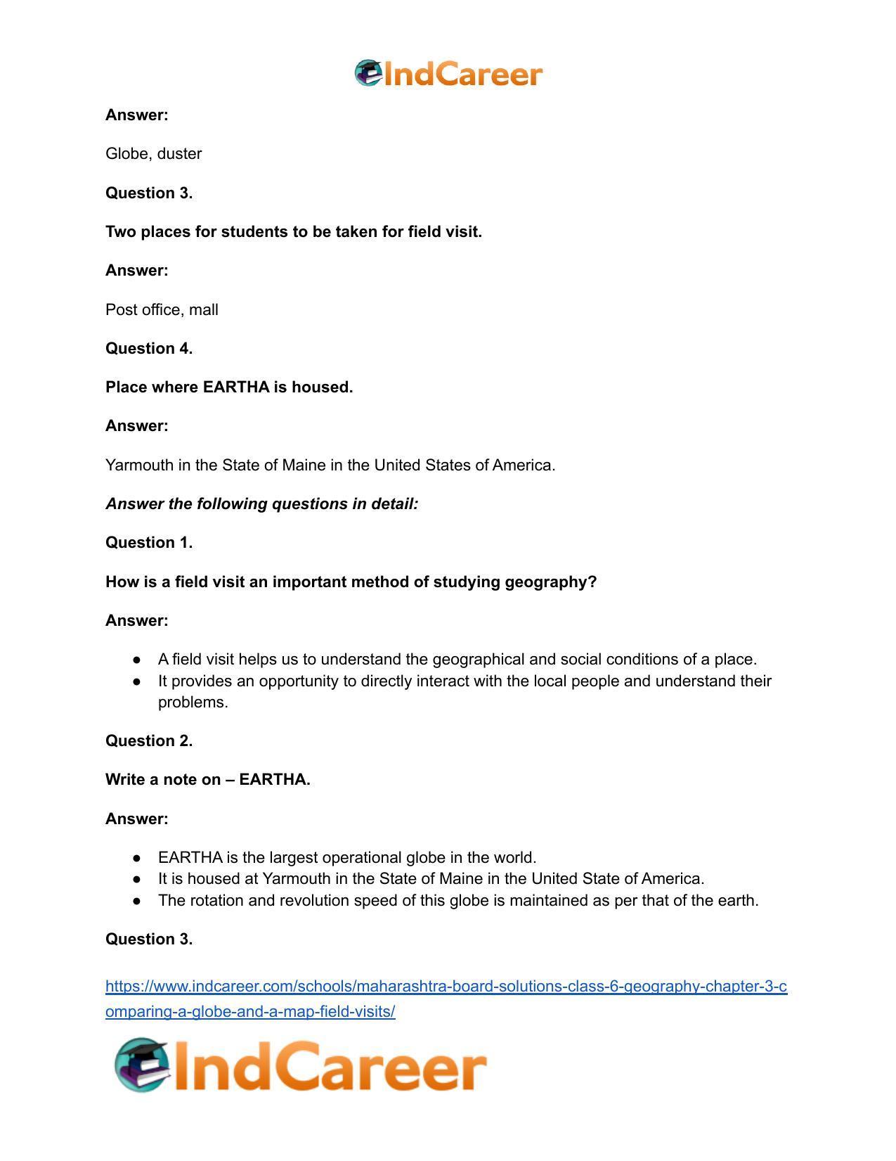 Maharashtra Board Solutions Class 6-Geography: Chapter 3- Comparing a Globe and a Map; Field Visits - Page 7