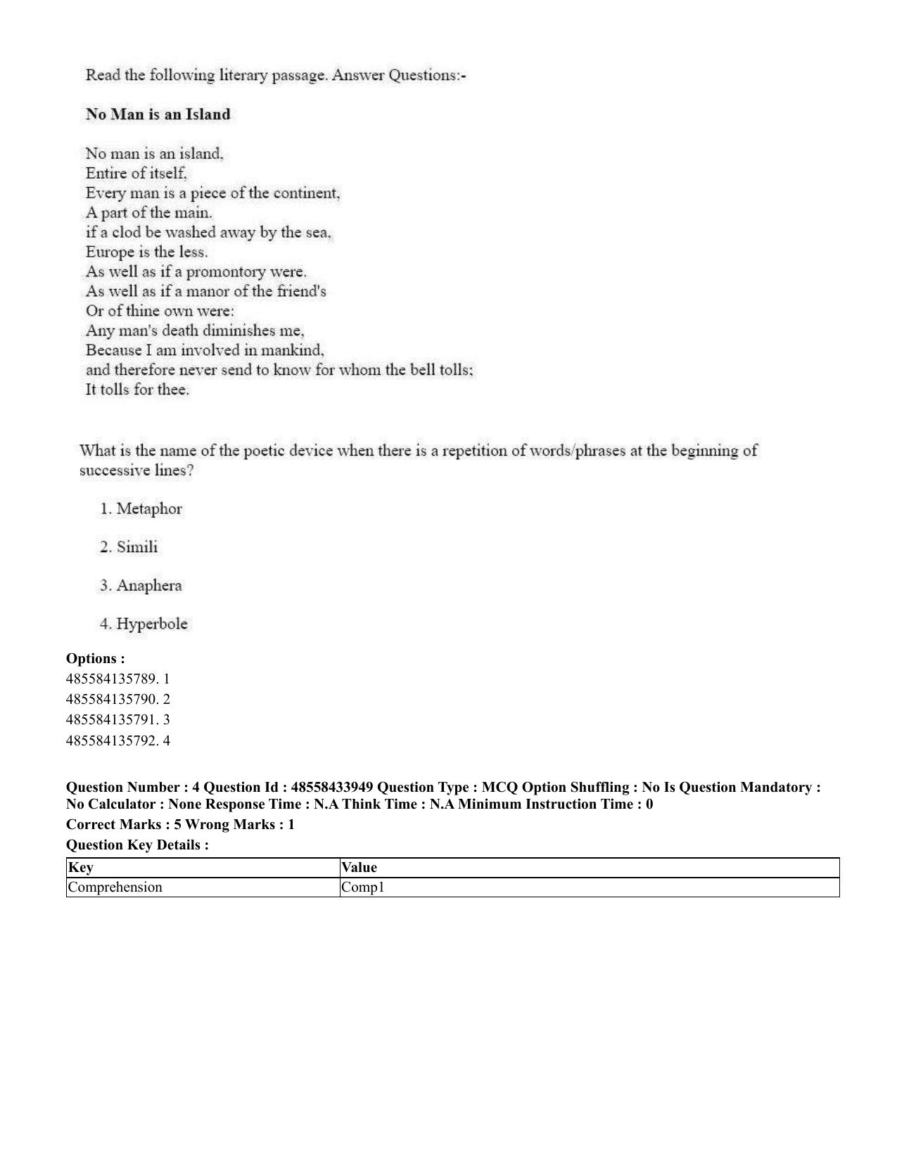 CUET 2023 English Malayalam Shift 3 Question Paper - 18 June 2023 - Page 4