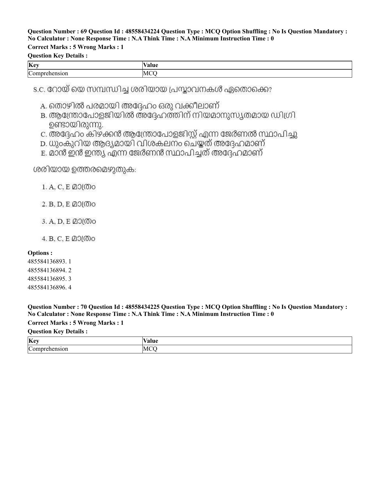 CUET 2023 English Malayalam Shift 3 Question Paper - 18 June 2023 - Page 58