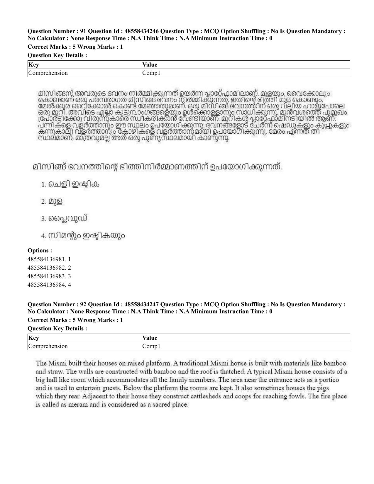 CUET 2023 English Malayalam Shift 3 Question Paper - 18 June 2023 - Page 81