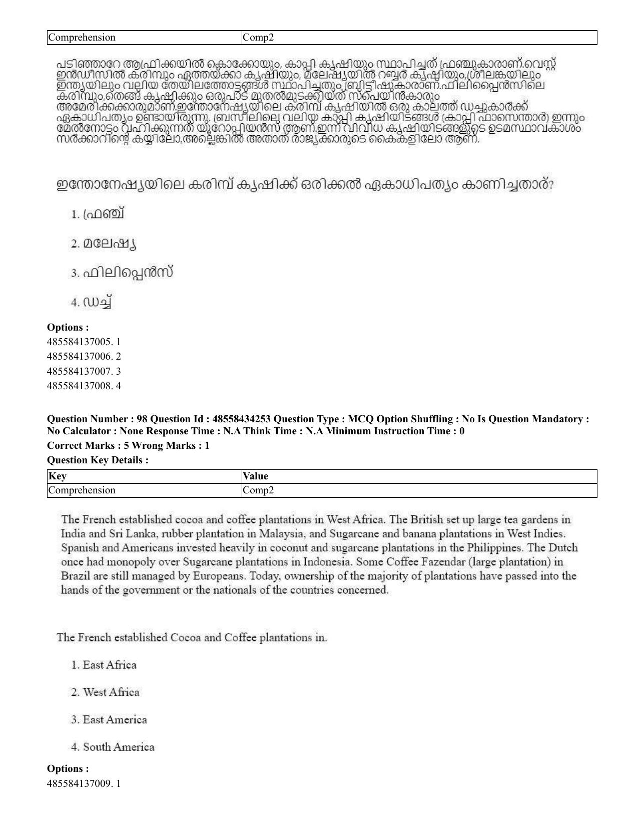 CUET 2023 English Malayalam Shift 3 Question Paper - 18 June 2023 - Page 89