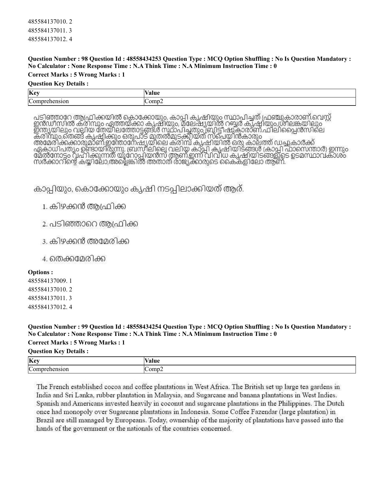 CUET 2023 English Malayalam Shift 3 Question Paper - 18 June 2023 - Page 90