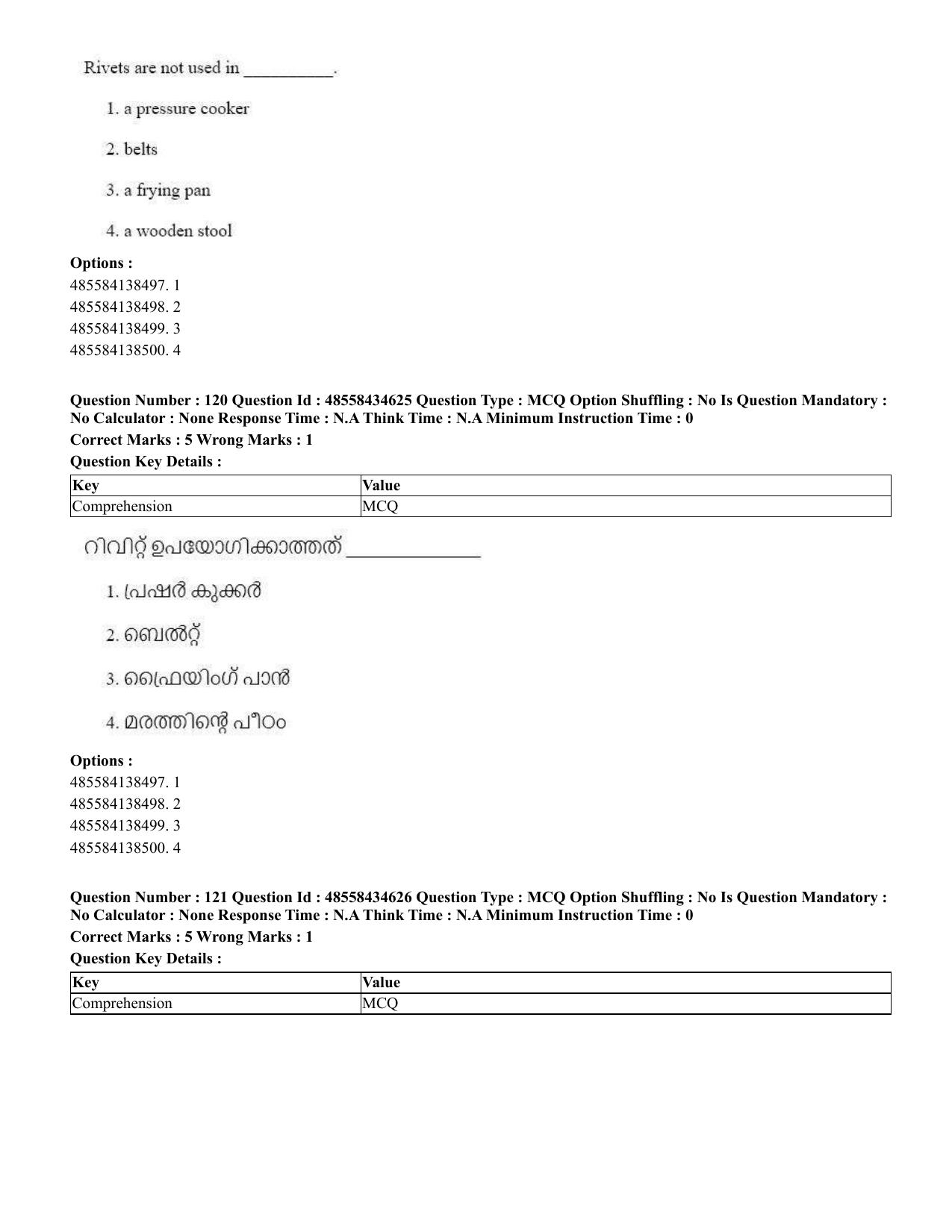 CUET 2023 English Malayalam Shift 3 Question Paper - 18 June 2023 - Page 118