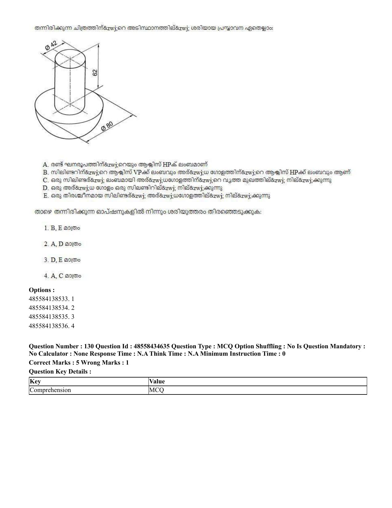 CUET 2023 English Malayalam Shift 3 Question Paper - 18 June 2023 - Page 128
