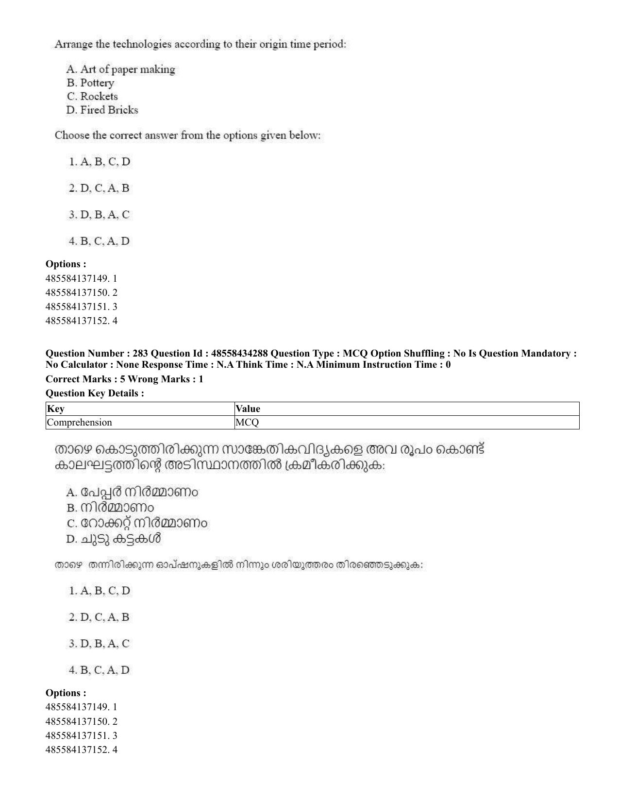 CUET 2023 English Malayalam Shift 3 Question Paper - 18 June 2023 - Page 258