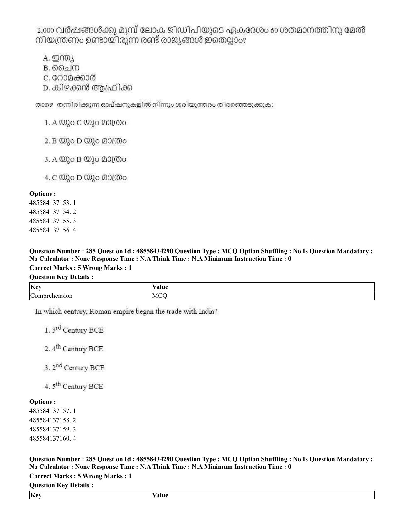 CUET 2023 English Malayalam Shift 3 Question Paper - 18 June 2023 - Page 260