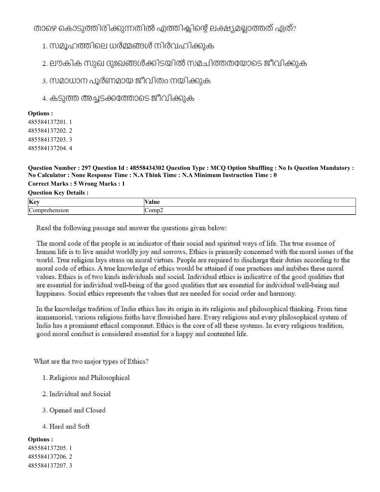 CUET 2023 English Malayalam Shift 3 Question Paper - 18 June 2023 - Page 278
