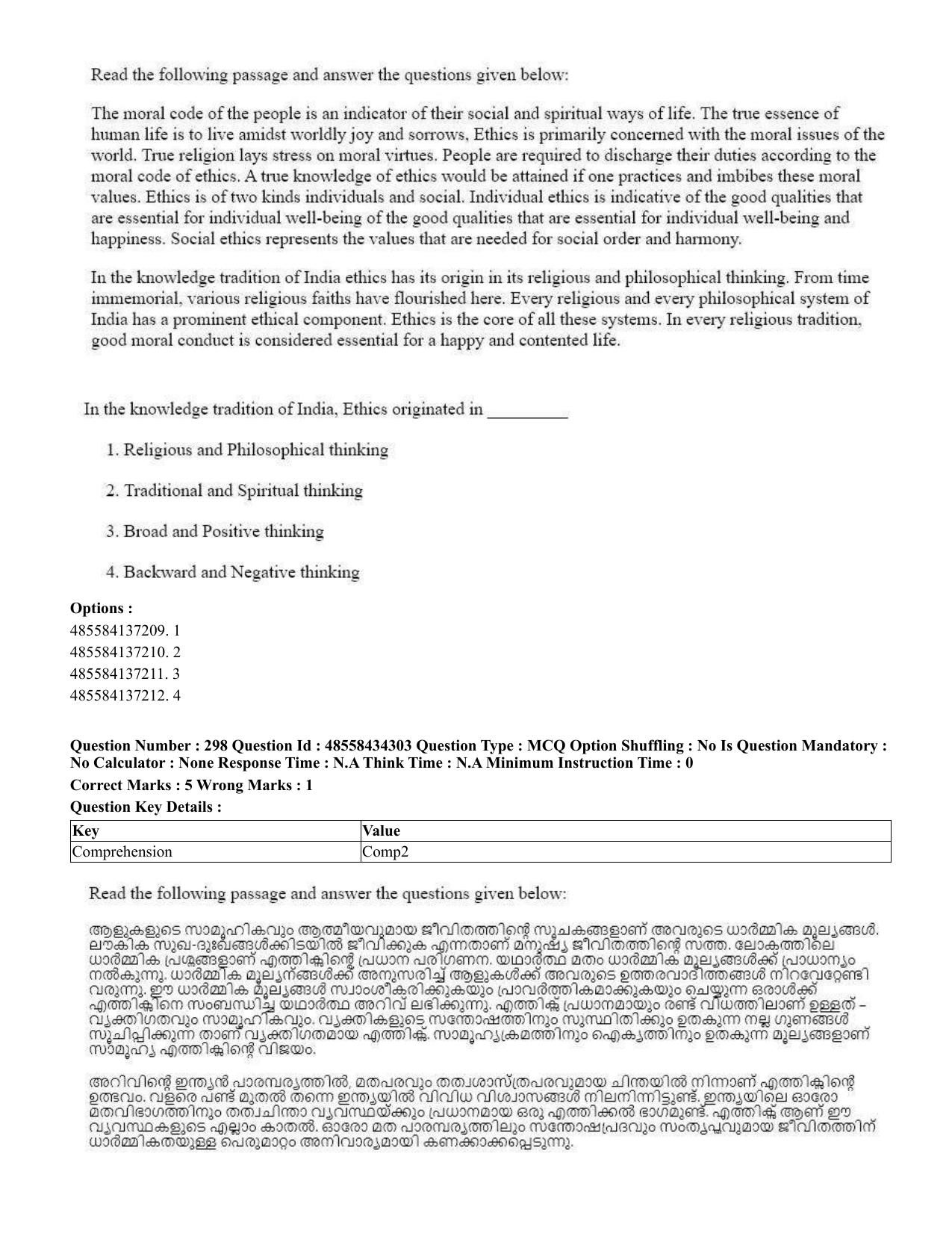 CUET 2023 English Malayalam Shift 3 Question Paper - 18 June 2023 - Page 280