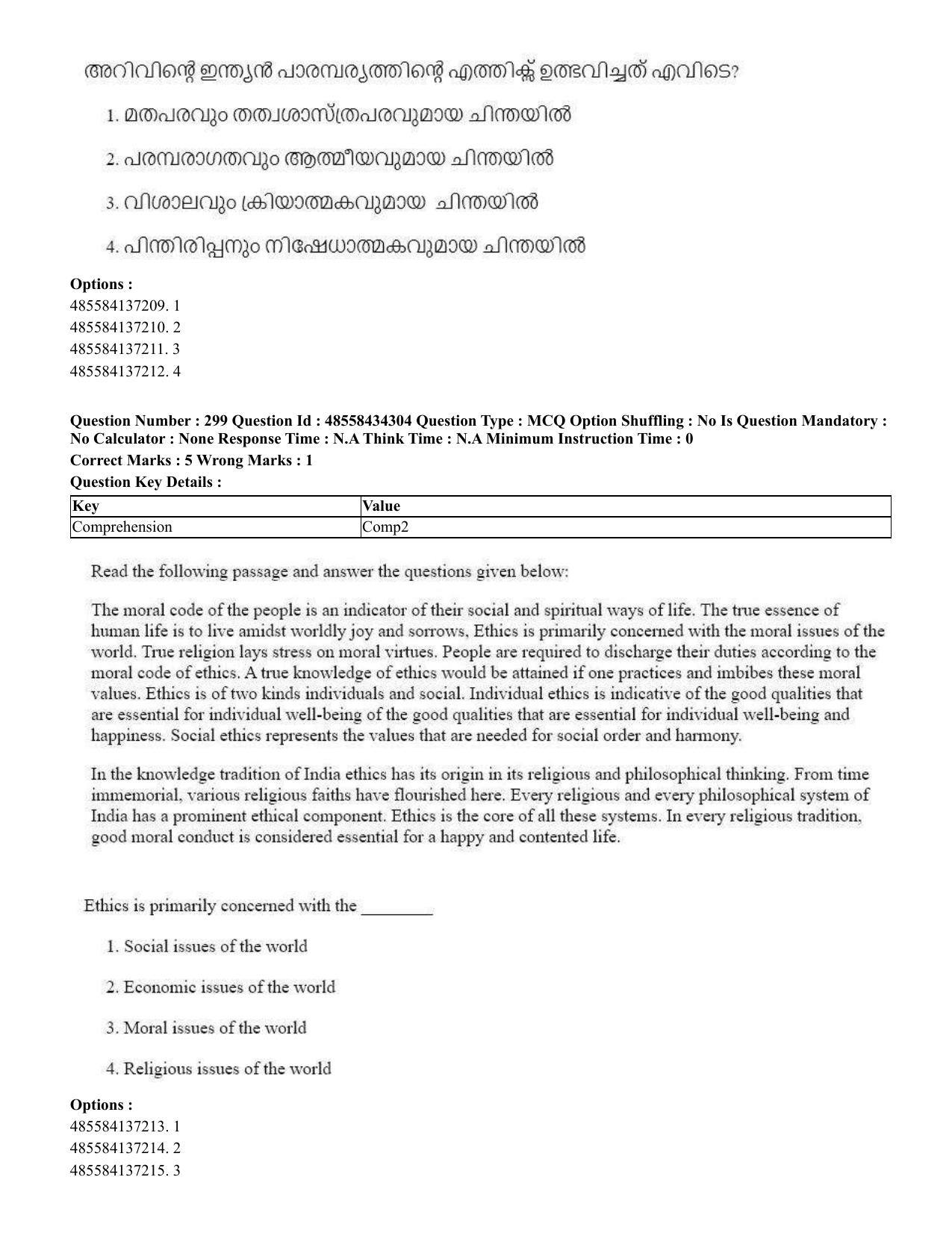 CUET 2023 English Malayalam Shift 3 Question Paper - 18 June 2023 - Page 281