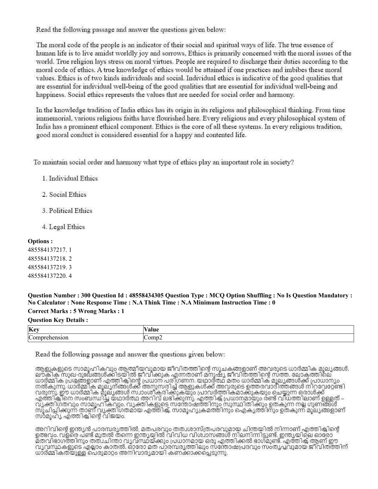 CUET 2023 English Malayalam Shift 3 Question Paper - 18 June 2023 - Page 283