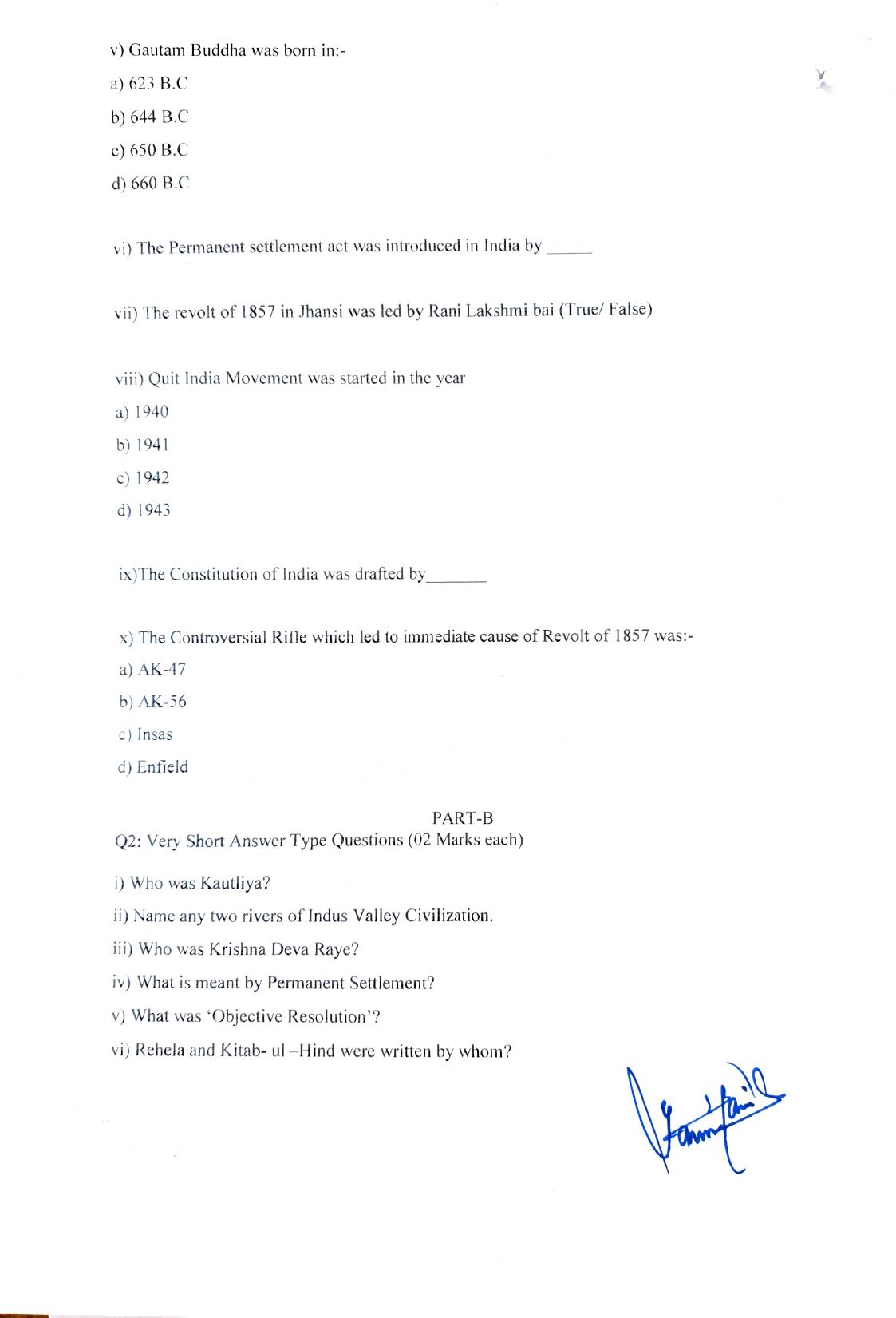 JKBOSE Class 12 History Model Question Paper - Page 2