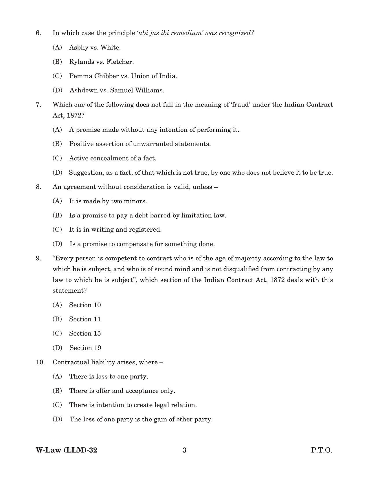 Odisha CPET 2022 LLM Question Paper - Page 3