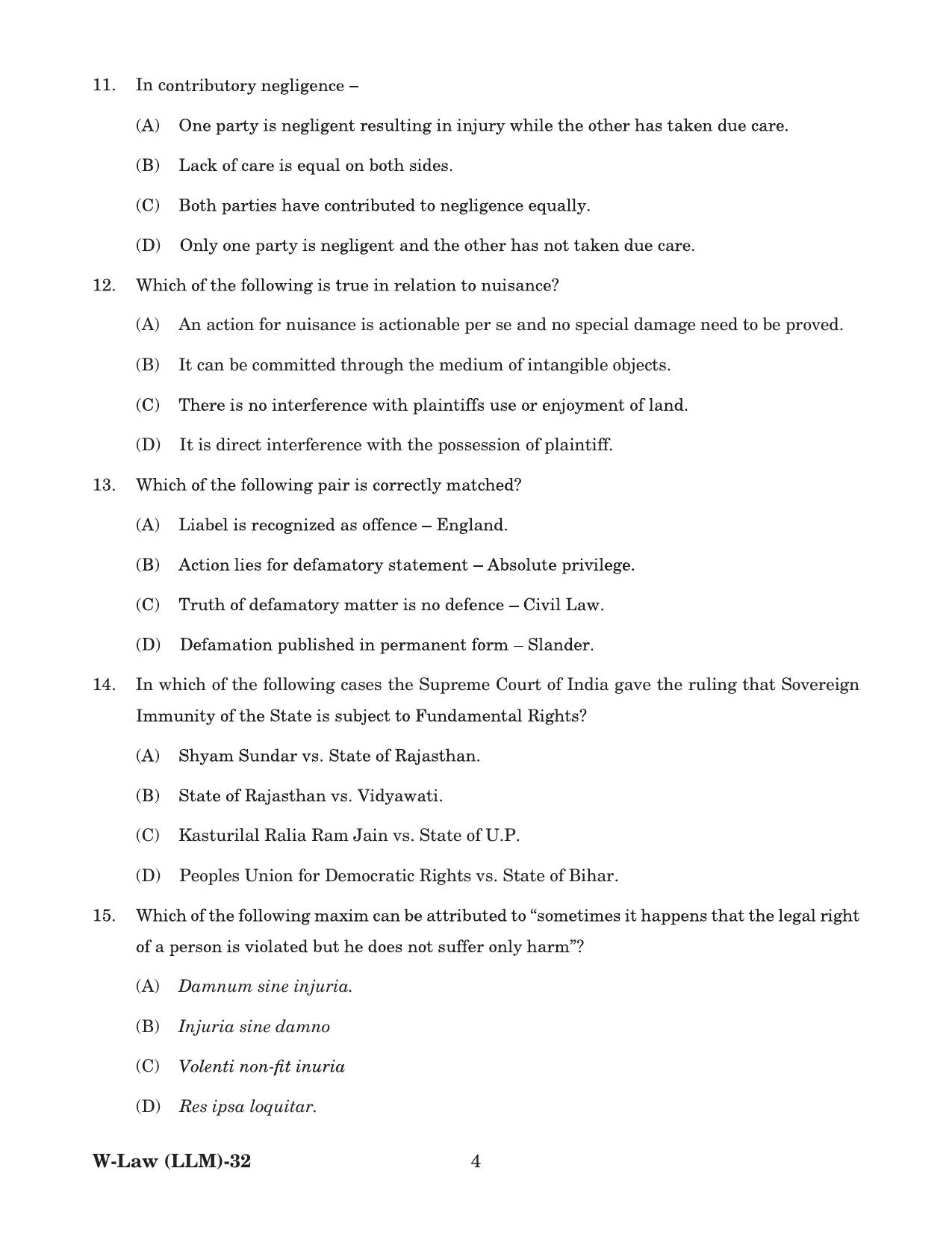 Odisha CPET 2022 LLM Question Paper - Page 4