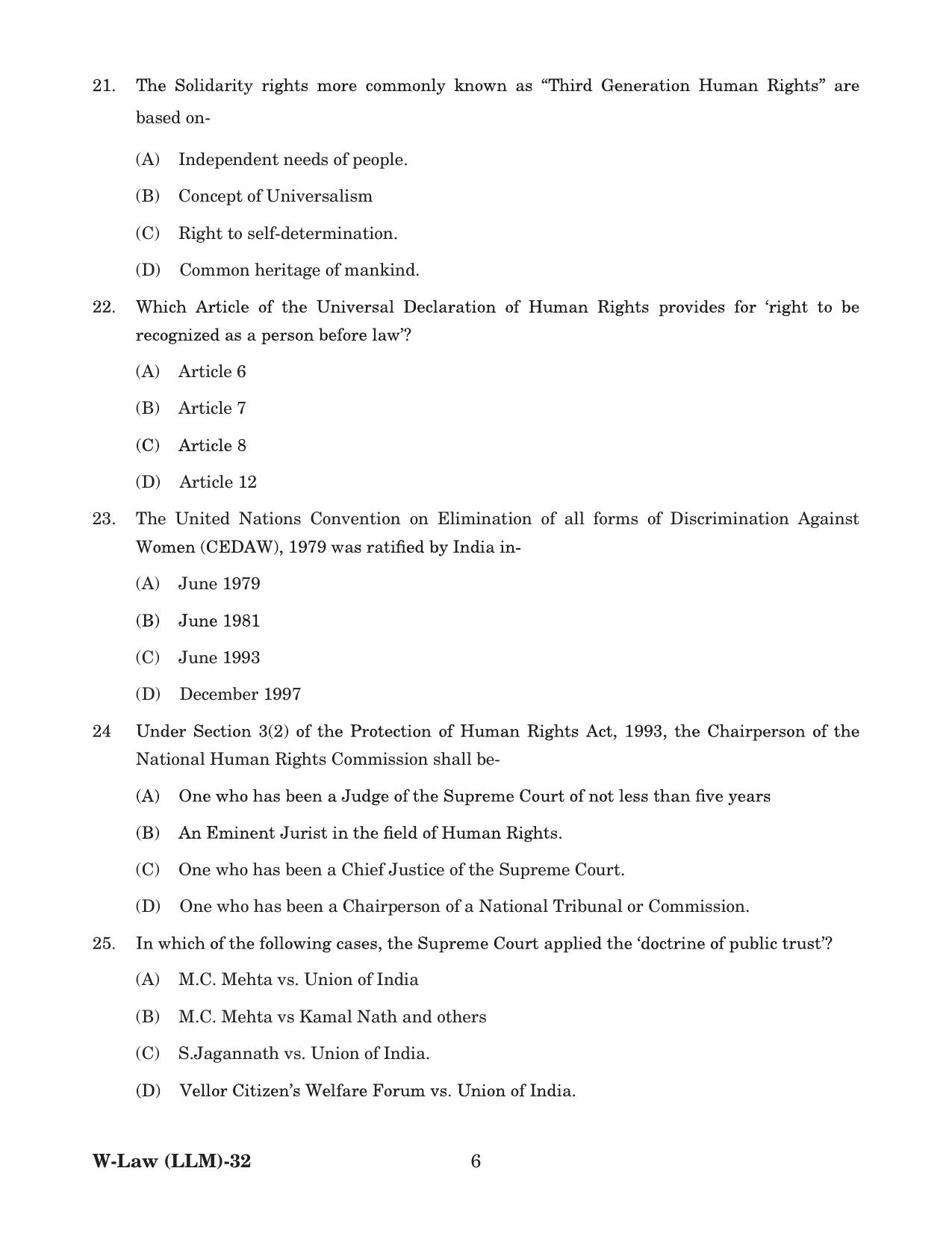 Odisha CPET 2022 LLM Question Paper - Page 6