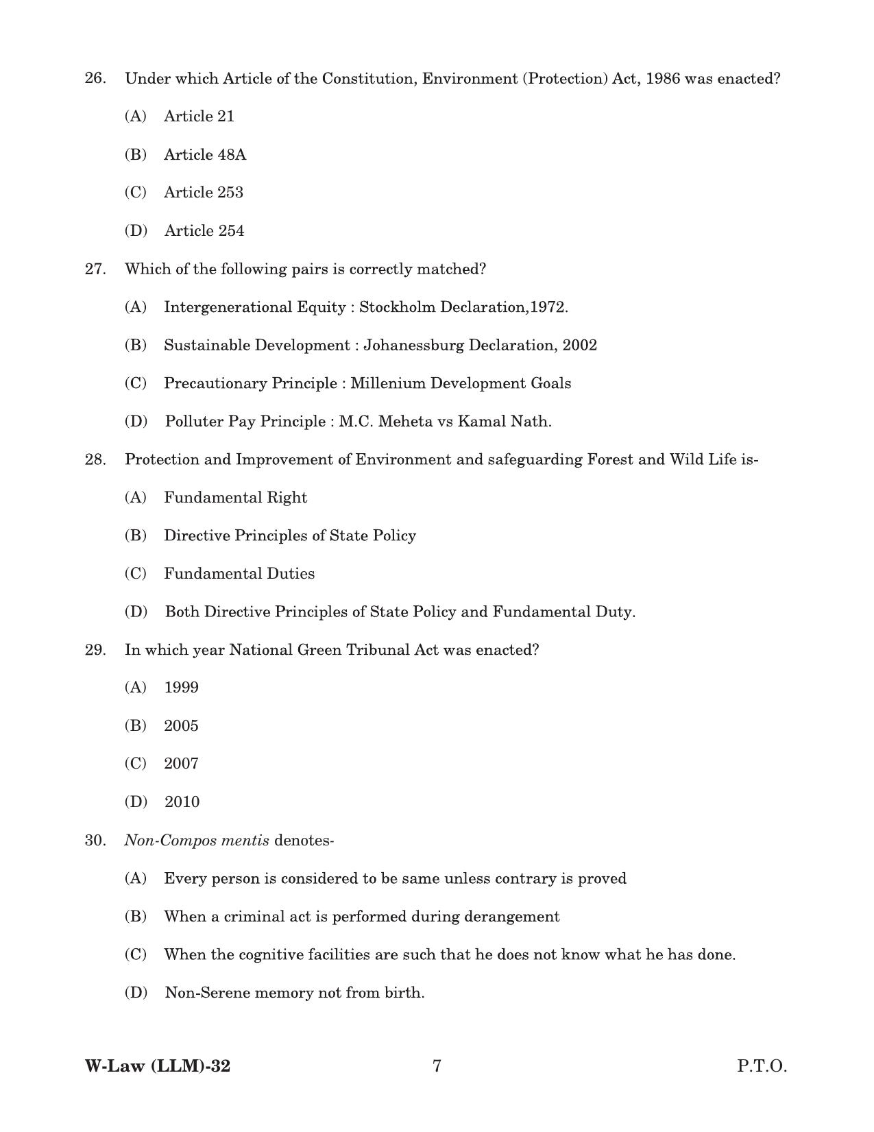 Odisha CPET 2022 LLM Question Paper - Page 7