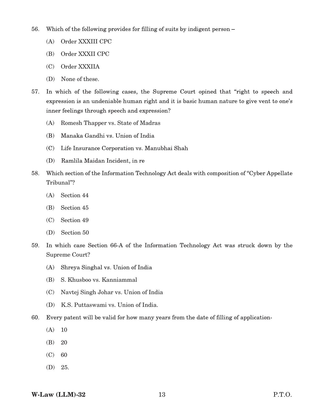 Odisha CPET 2022 LLM Question Paper - Page 13