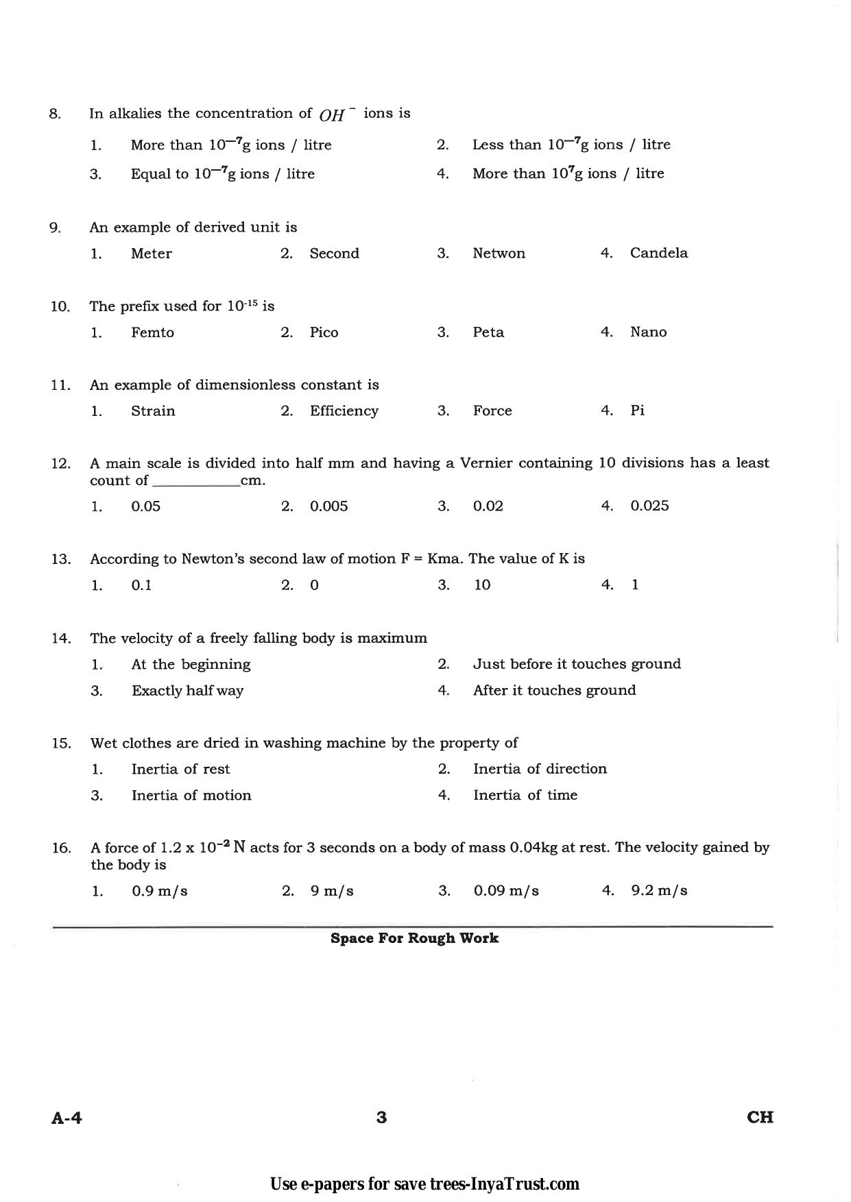 Karnataka Diploma CET- 2015 Chemical Engineering / Polymer Technology Question Paper - Page 3