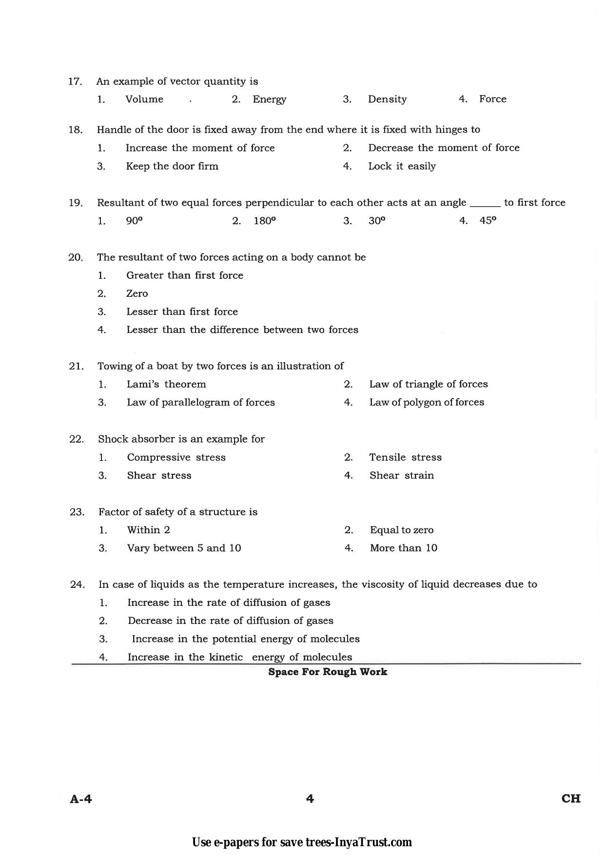 Karnataka Diploma CET- 2015 Chemical Engineering / Polymer Technology Question Paper - Page 4