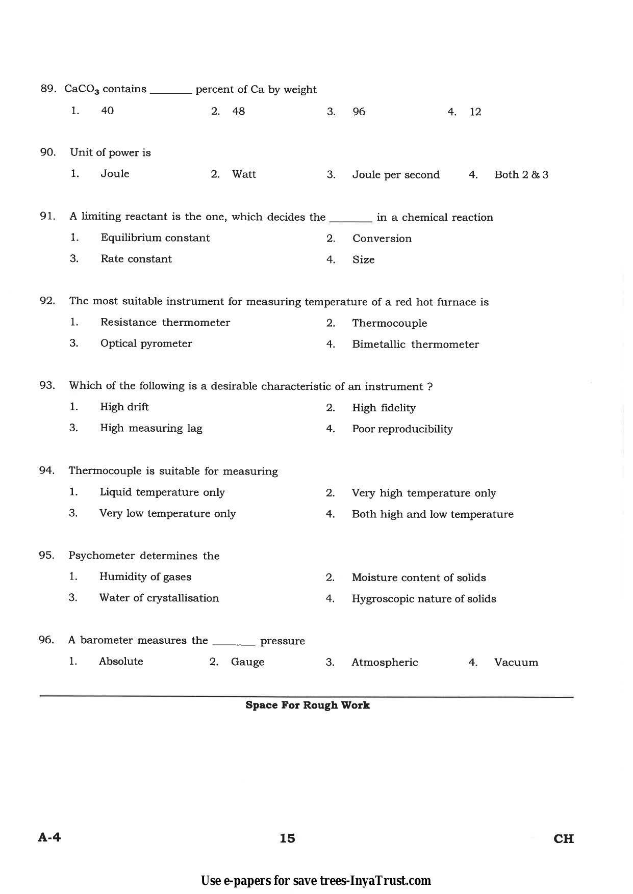 Karnataka Diploma CET- 2015 Chemical Engineering / Polymer Technology Question Paper - Page 15