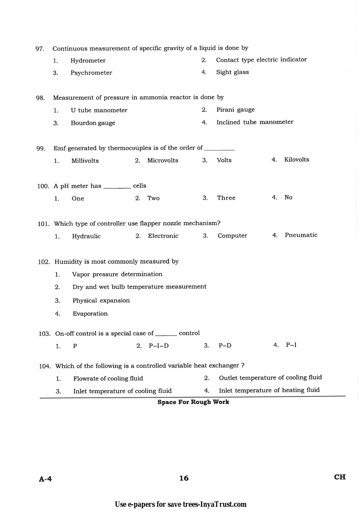 Karnataka Diploma CET- 2015 Chemical Engineering / Polymer Technology Question Paper - Page 16
