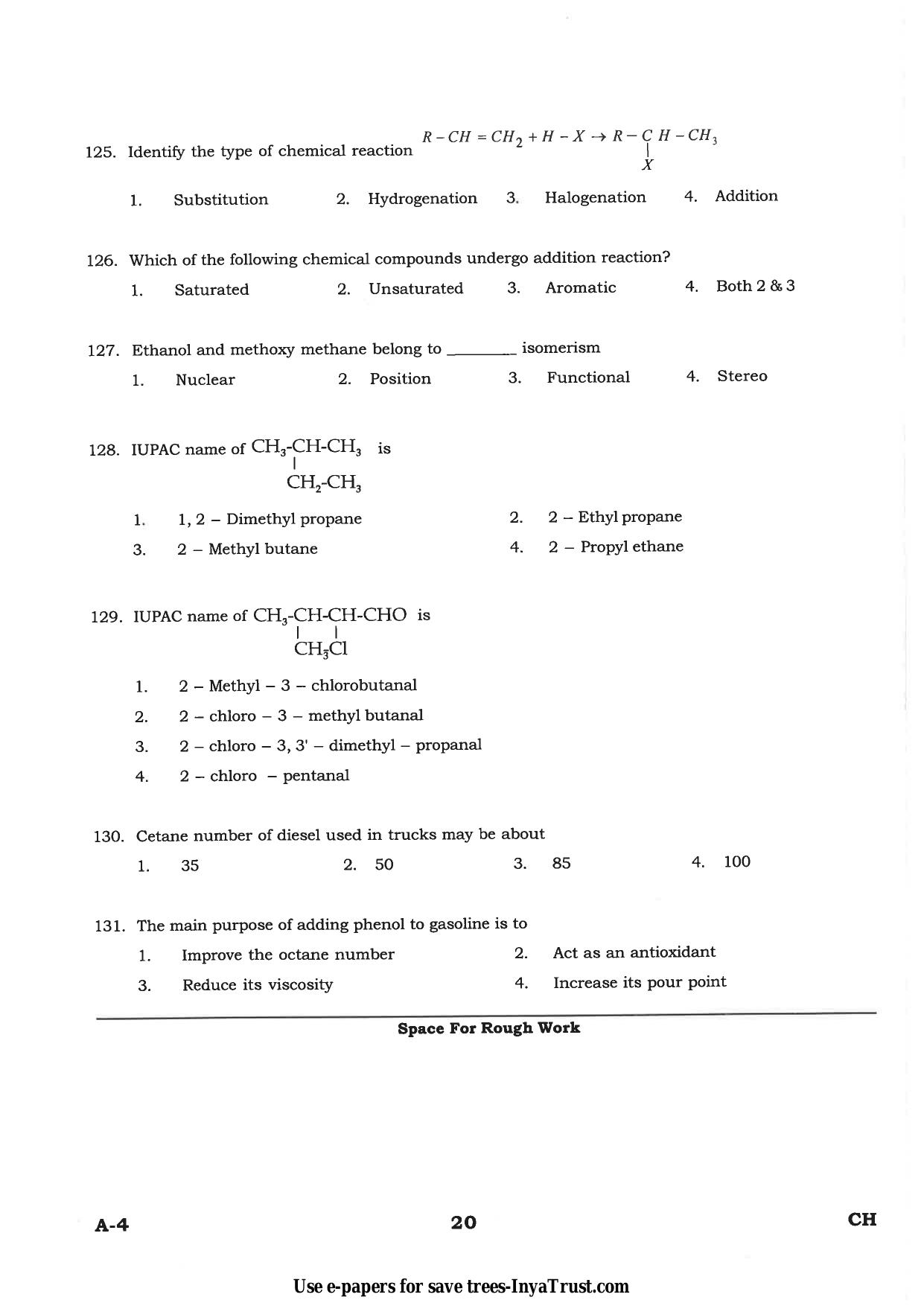 Karnataka Diploma CET- 2015 Chemical Engineering / Polymer Technology Question Paper - Page 20