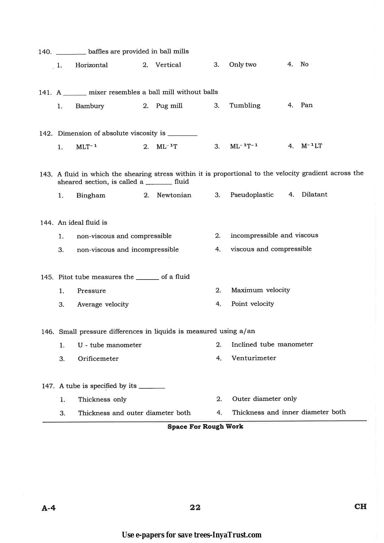 Karnataka Diploma CET- 2015 Chemical Engineering / Polymer Technology Question Paper - Page 22