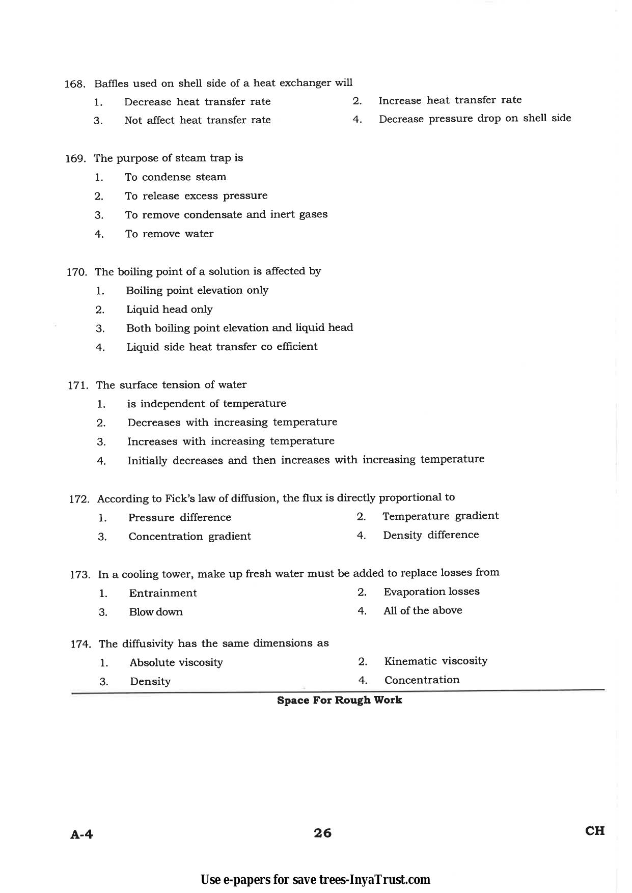 Karnataka Diploma CET- 2015 Chemical Engineering / Polymer Technology Question Paper - Page 26