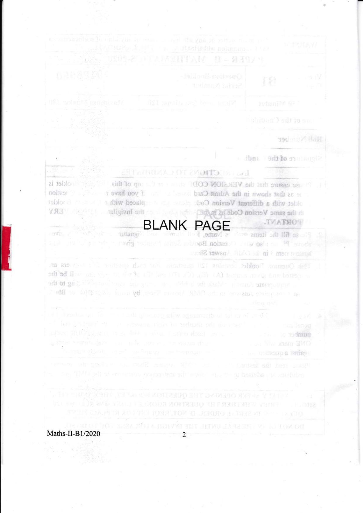 KEAM Paper II 2020 Question Paper - Page 2